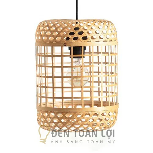 Đèn mây tre hình trụ đứng decor trang trí nhà cửa