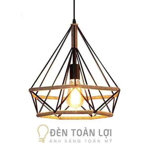 Đèn Thả: Mẫu đèn thả kim cương quấn dây thừng Vintage