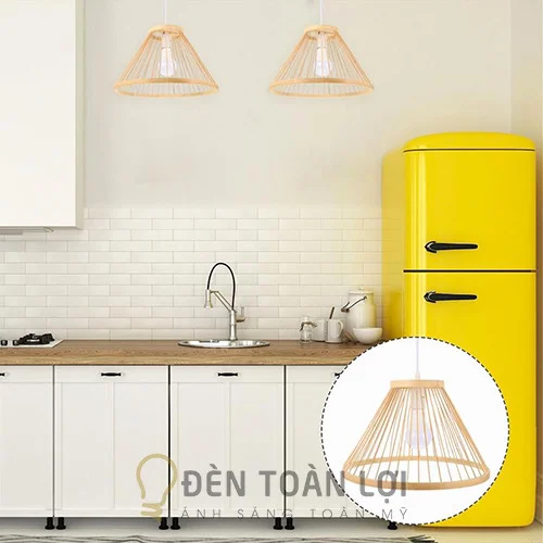 Đèn mây tre nghệ thuật nhỏ gọn cho không gian nhà nhỏ