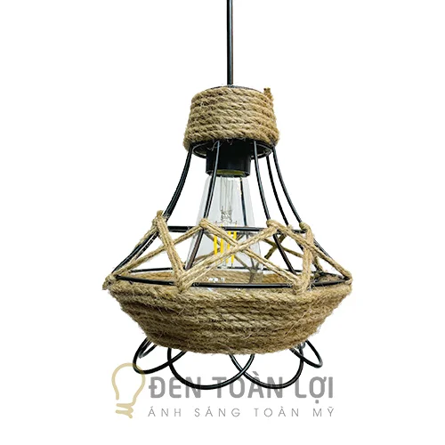 Đèn thả màu đen rốt sắt quấn dây thừng Kiểu J