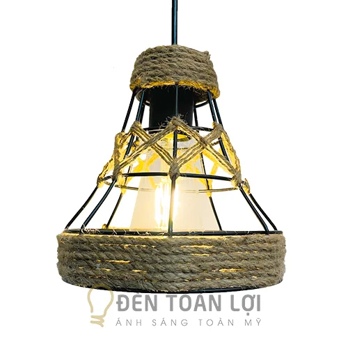 Đèn thả màu đen rốt sắt quấn dây thúng kiểu B