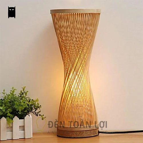 Đèn mây tre để bàn phòng đọc sách phòng làm việc
