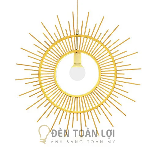 Đèn mây tre hình ống mặt trời trang trí quán sân vườn