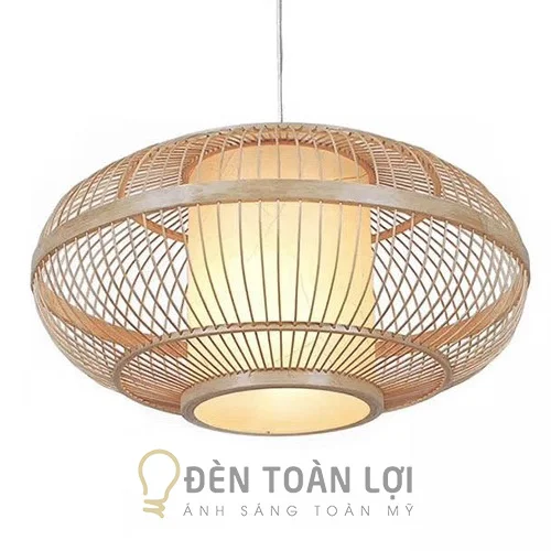 Đèn mây tre thả có lồng vải trang trí khách sạn