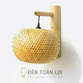 Đèn mây tre vách tường hình quả bí cho không gian lãng mạn