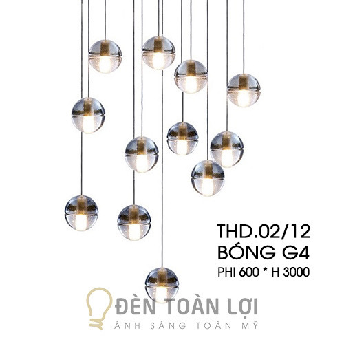 Đèn Thả: Bộ đèn thả bocci trang trí cầu thang THD 02.12 - Đèn Toàn Lợi