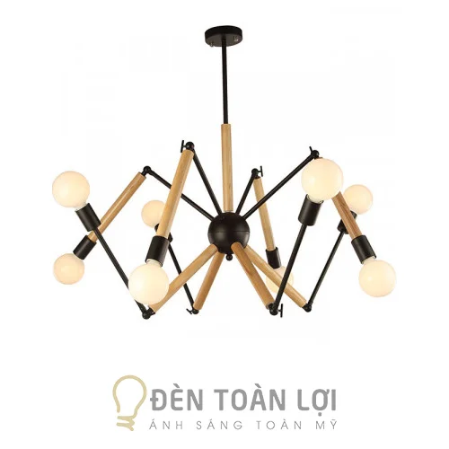Đèn thả màu đen nhên gỗ 12 tay TTK-21-12