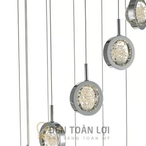 Đèn Thả: Mẫu đèn thả thông tầng trang trí cầu thang THD.19/12 Bạc