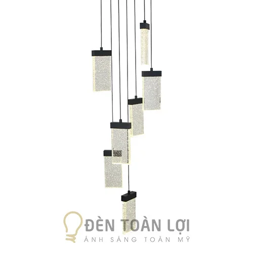 Đèn thả màu đen chùm thông tầng trang trí cầu thang THD-2039-19