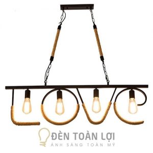 Mẫu đèn chùm chữ LOVE quấn dây thừng trang trí quán cafe mã LS8055