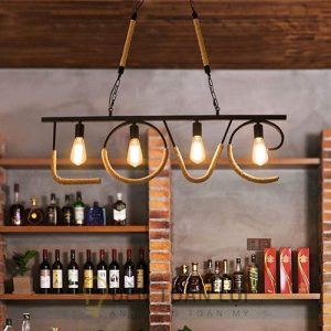 Mẫu đèn chùm chữ LOVE quấn dây thừng trang trí quán cafe mã LS8055