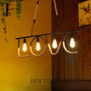 Mẫu đèn chùm chữ LOVE quấn dây thừng trang trí quán cafe mã LS8055