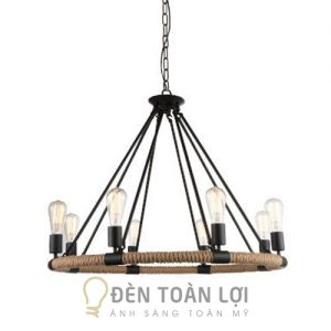 Mẫu đèn thả chùm sắt dây thừng 8 bóng trang trí quán cafe DTK0319 - 8