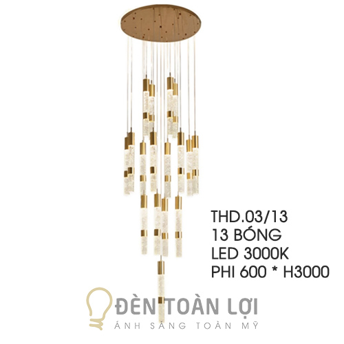 Đèn thả thủy tinh thông tầng THD.03/12 trong danh mục đèn thả trang trí góc 2