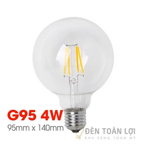 Bóng Đèn: Mẫu bóng G95 vỏ trong 4W trang trí quán trà sữa