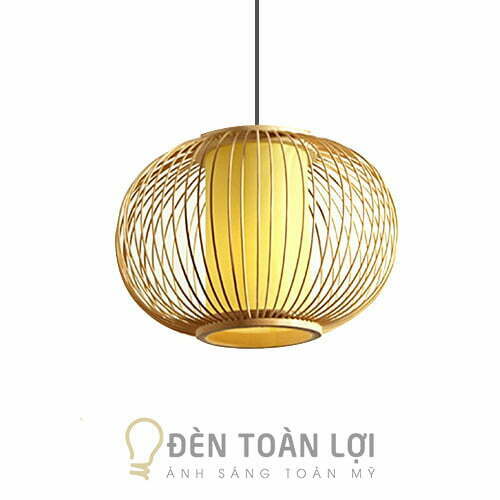 Đèn mây tre màu đen câu lông vải tam tre size nhỏ