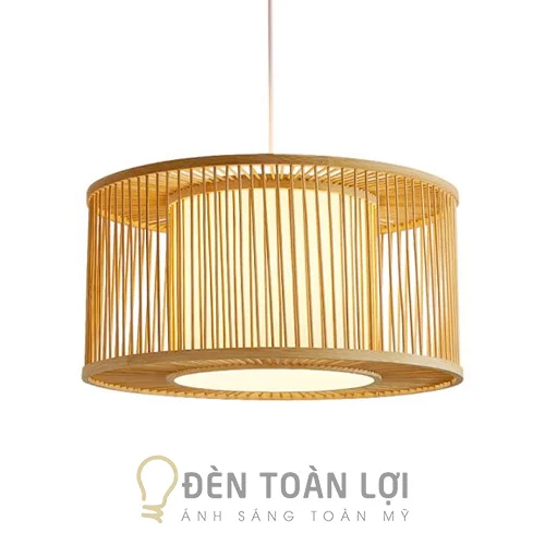 Đèn mây tre màu đen thả hình trụ