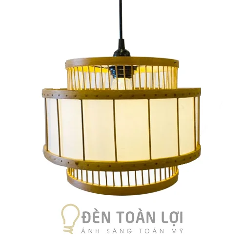 Đèn mây tre màu đen tâm tre có lồng vai trang trí phòng khách