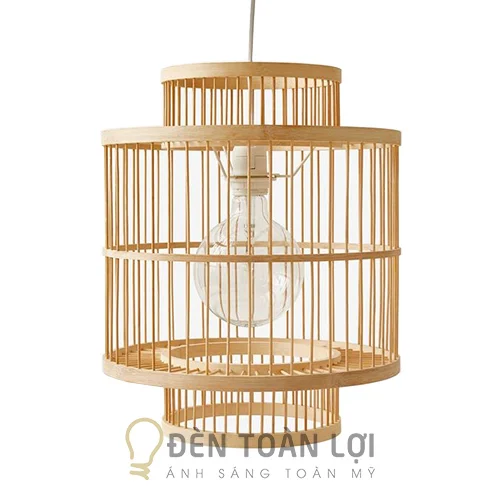 Đèn Mây Tre Đèn tăm tre đan kiểu lồng hình trụ trang trí quán ăn truyền thống