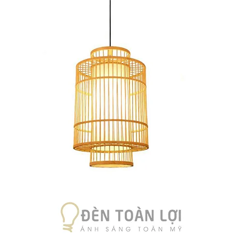 Đèn Mây Tre: Mẫu đèn mây tre đan trang trí kiểu trụ lồng nhau thon dài