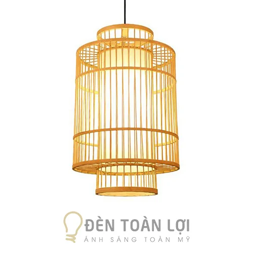 Đèn Mây Tre: Mẫu đèn mây tre đan trang trí kiểu trụ lồng nhau thon dài