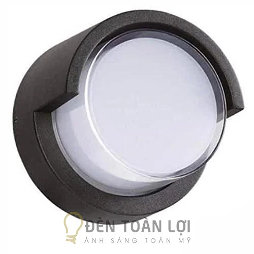 Đèn vách ngoài trời dáng hộp tròn màu đen