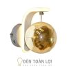 Đèn Vách: Mẫu đèn vách tường có cầu thủy tinh VT19 xi vàng, Bạc