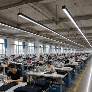 Đèn Thả Máng 2m4 lắp đặt xưởng may