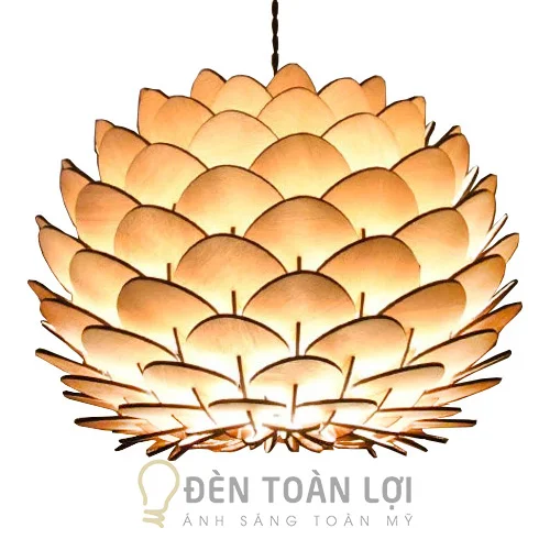 Đèn gỗ màu đen hình hoa Atiso TL065