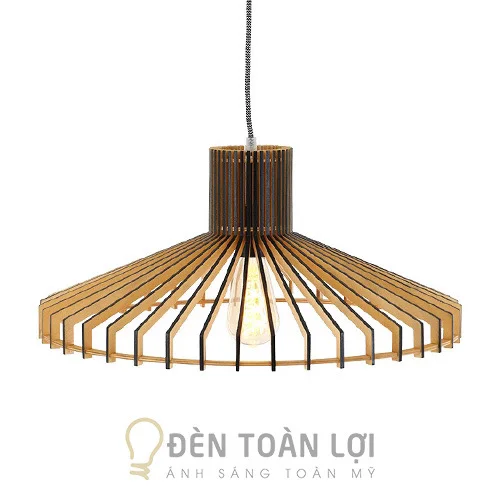 Đèn gỗ màu đen gỗ bàn ăn nghệ thuật kiểu nón TL080