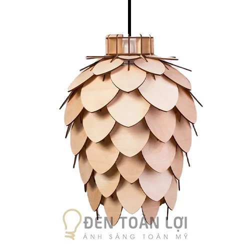 Đèn gỗ màu đen hình quả thông