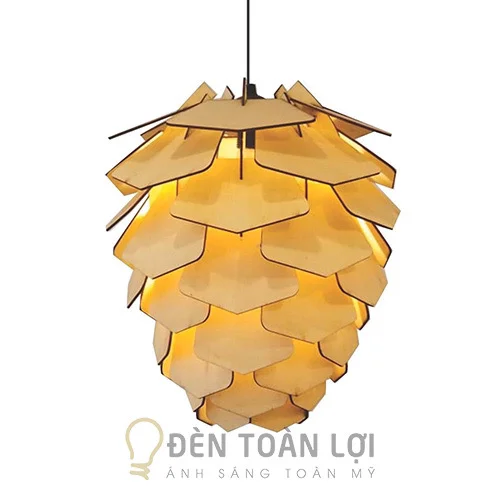 Đèn gỗ màu đen hình quả thông