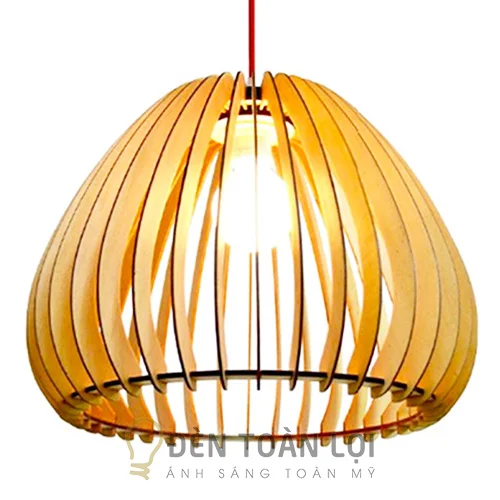 Đèn gỗ màu đen gỗ thả trần hình quả đào TL038