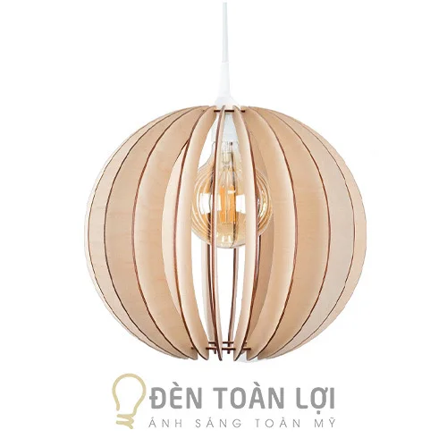 Đèn gỗ màu đen thả gỗ hình cầu TL034