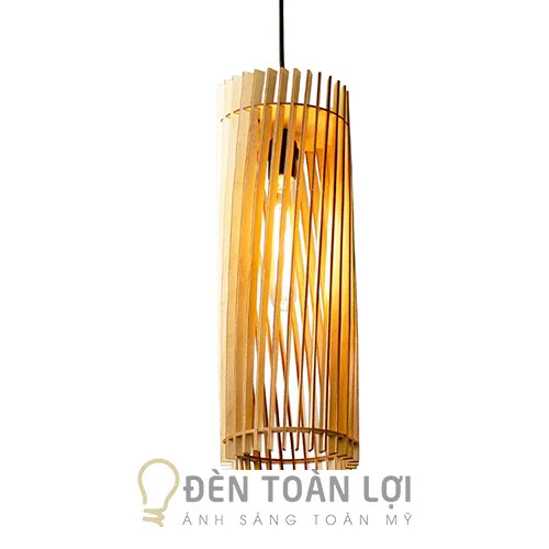 Đèn Gỗ Màu Đen Kiểu Trụ Tròn Thả Trang Trí Bàn Ăn TL007