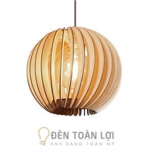 Đèn Gỗ: Mẫu đèn gỗ hình cầu, thanh lắp xoắn trang trí bàn ăn tuyệt đẹp TL005