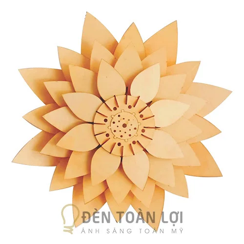 Đèn Gỗ: Mẫu đèn gỗ hoa sen thả trần hoặc treo vách loại lớn TL069