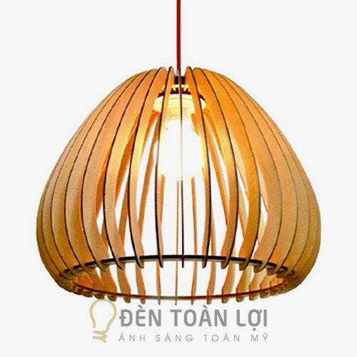 Đèn Gỗ: Mẫu Đèn gỗ thả trần hình quả đào TL038