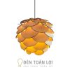 Đèn Gỗ: Mẫu đèn thả trang trí phòng khách bằng gỗ hình quả thông cỡ nhỏ