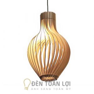 Đèn Gỗ: Mẫu đèn gỗ thả trần trang trí bàn ăn giá rẻ TL003