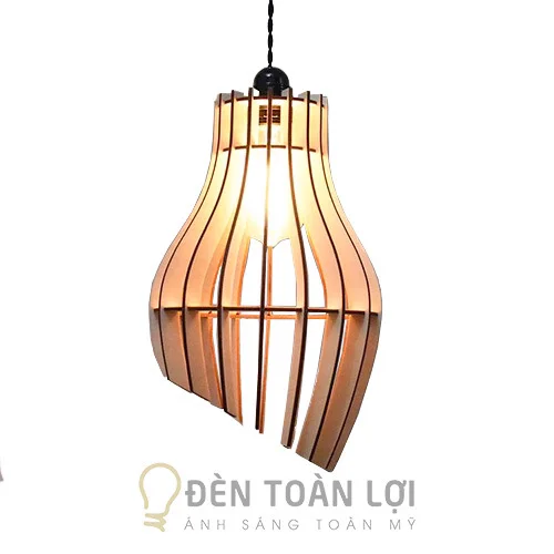 Đèn gỗ màu đen gỗ thả trần nghệ thuật trang trí bàn ăn TL079