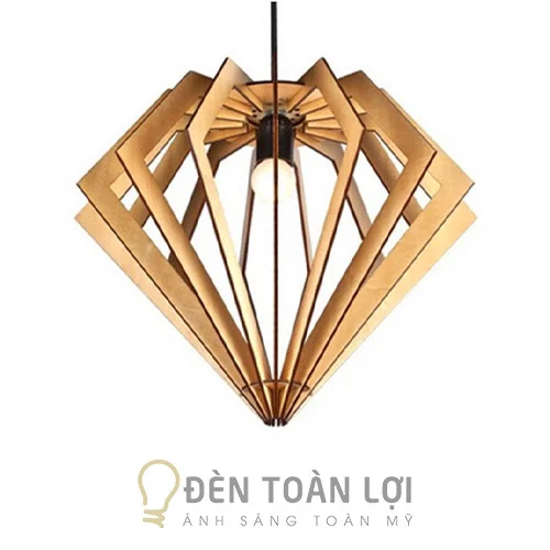 Đèn gỗ màu đen thả trần hình kim cương TL040