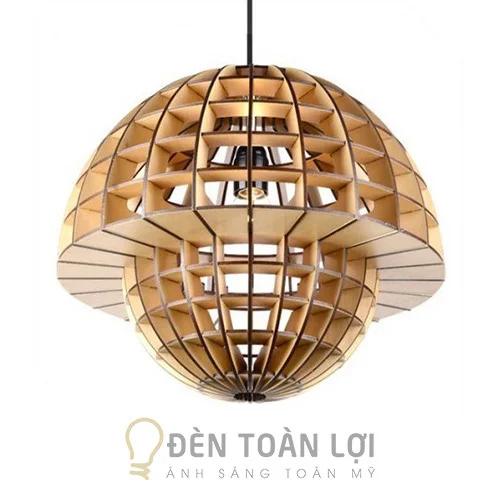 Đèn gỗ màu đen gỗ hai nửa địa cầu lớn nhỏ trang trí phòng khách TL064