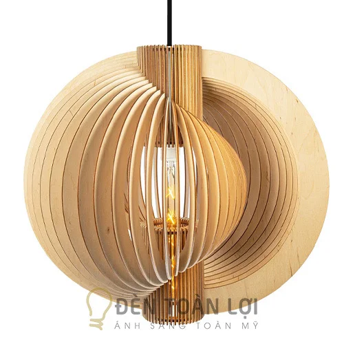Đèn gỗ màu đen gỗ vỏ ốc nghệ thuật trang trí phòng khách TL046