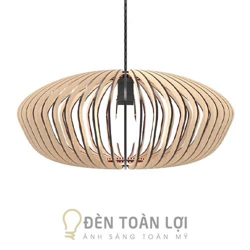 Đèn gỗ màu đen thả gỗ trang trí bàn ăn nhà chung cư TL027