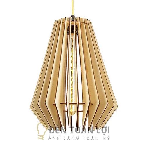 Đèn gỗ màu đen thả trang trí bàn ăn bảng gỗ TL017