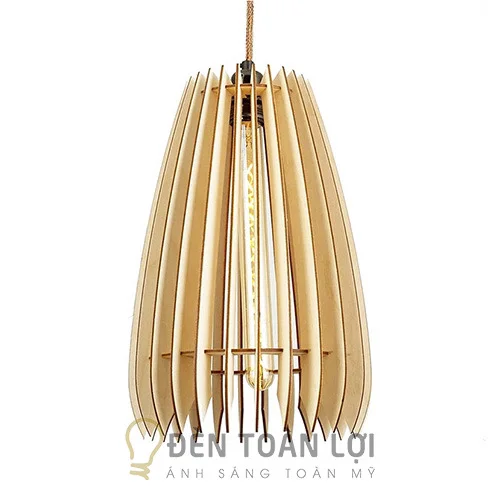 Đèn gỗ màu đen thả trang trí bàn cafe bằng gỗ TL018