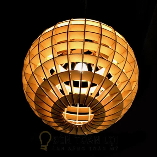 Mẫu đèn thả gỗ quả địa cầu trang trí phòng khách TL063