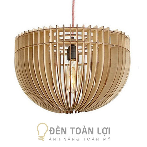 Đèn gỗ nửa cầu treo ngược trang trí phòng khách TL033