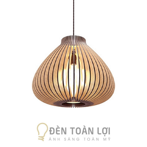 Đèn gỗ dáng chuông thấp trang trí nhà hàng, sảnh khách sạn